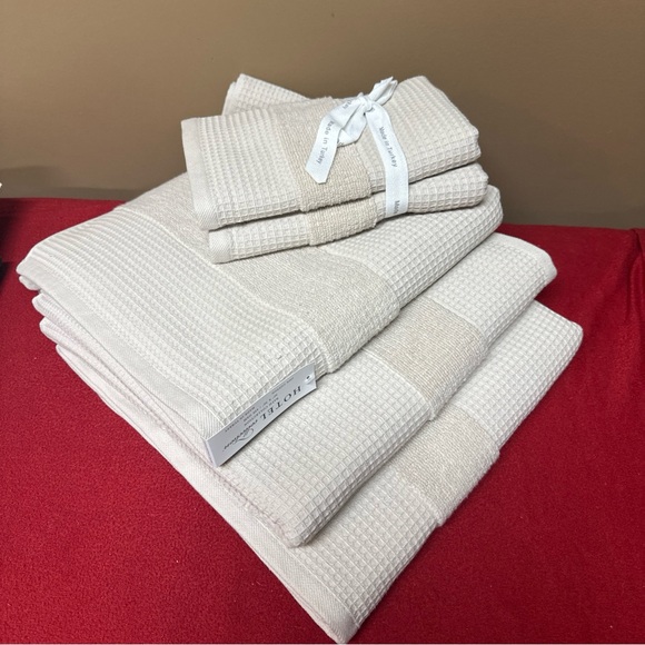 Hotel Collection Waffle Weave Turkish COTTON 3 Bath 2 Hand Towels Pumice Color - Picture 4 of 5